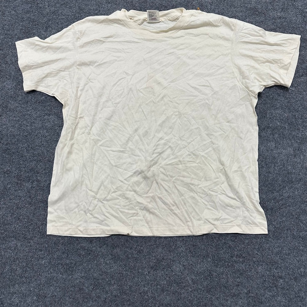 Hanes T-shirt Womens Size 2X Cream Cotton Vintage Made in USA Plain Basic Tee